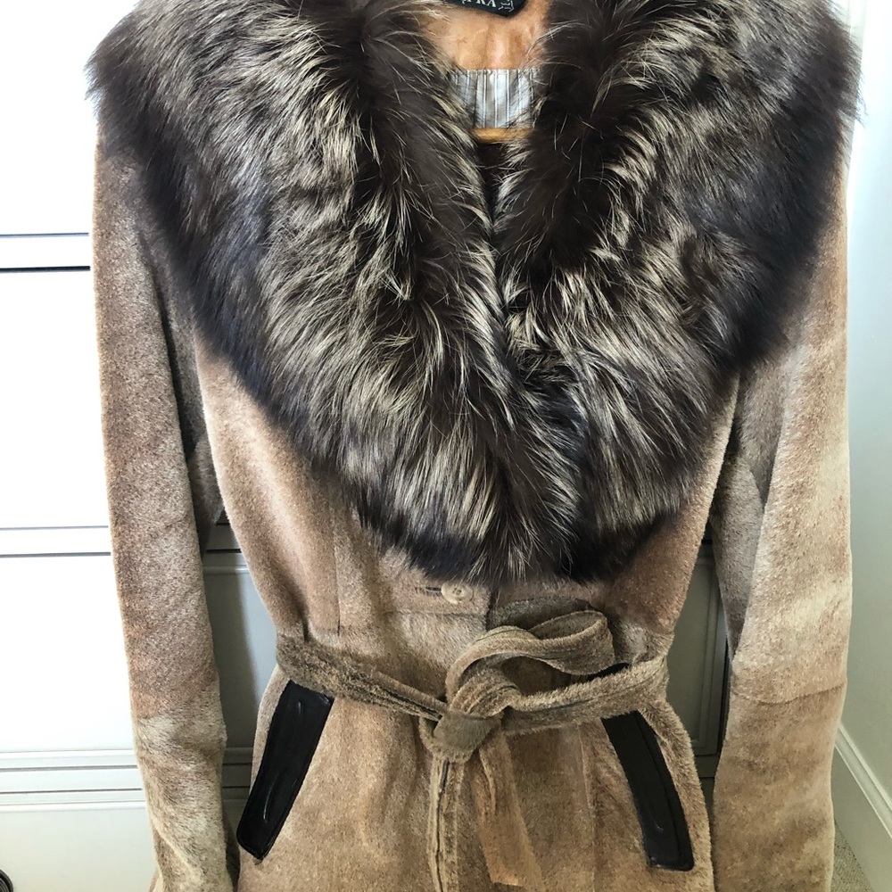 Real shearling and silver fox jacket in Size 36(S)